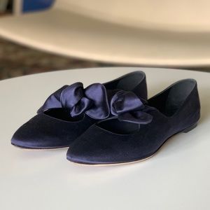 The Row Elodie Bow Embellished Satin Ballet Flat